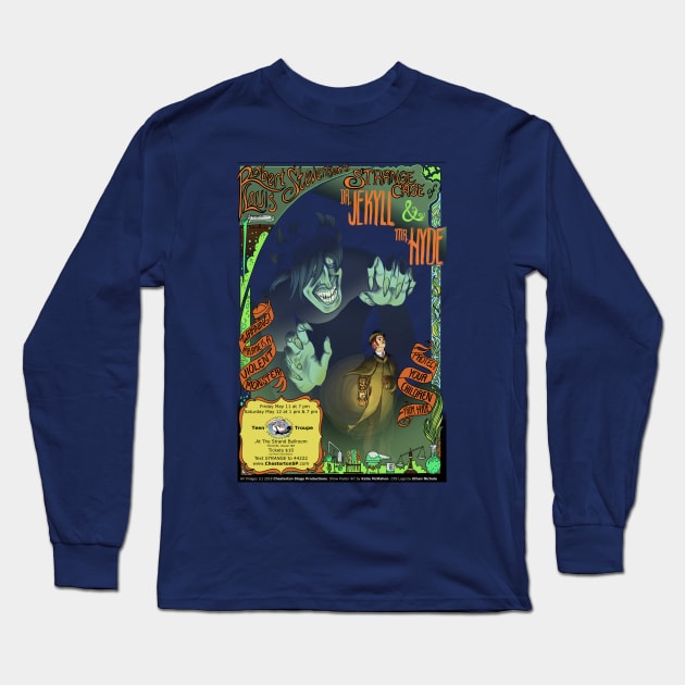 Strange Case of Doctor Jekyll and Mister Hyde Navy Blue Poster Long Sleeve T-Shirt by Chesterton Stage Productions